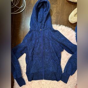 LULULEMON scuba hoodie, blue and black with white logo, size 8
